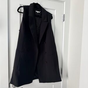 Good American Black Sleeveless Blazer Vest dress